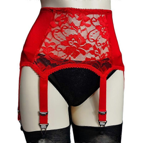 (RED, S) Sexy Vintage 6-Strap-Strumpfhalter-Dessous-Gürtel
