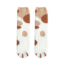 (1) Cat Paw Mid Calf Socks Non-Slip House Sleep Socks