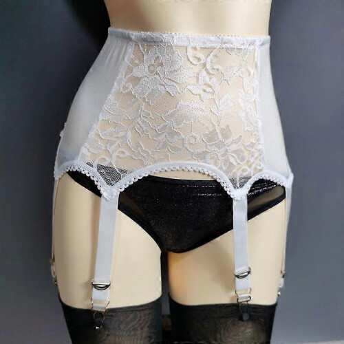 (WHITE, M) Sexy Vintage 6-Strap-Strumpfhalter-Dessous-Gürtel 1