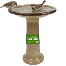 Bird Bath Ceramic Effect - Free-Standing Bird Bath for Garden & Outdoor - Weather Resistant Finish, Stable Pedestal Base for Birds Bathing & Drinking