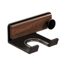 Wood Wall Mounted Hair Dryer Holder with Hook, Natural Wood Rack for Bathroom Bedroom Hotel