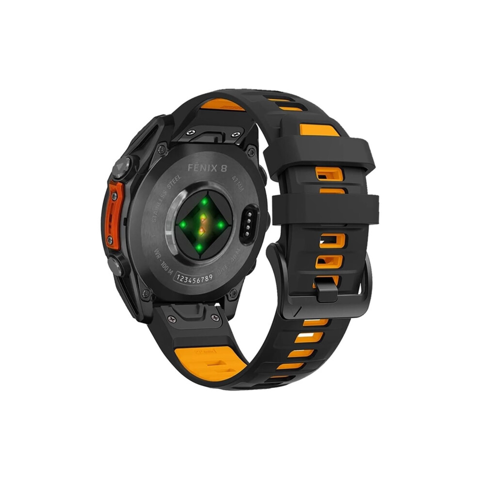 22Mm Watch Band Black Orange, DualâColor Sport Strap For Garmin Quickfit, Fenix 7 8 Pro 965 955 945 Orange,Black 9073542879619