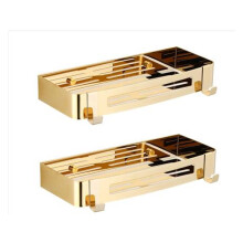 Gold Stainless Steel Bathroom Shelf, TwoTier Wall Mounted Corner Shower Organizer for SpaceSaving Storage