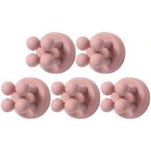 Wall Mounted Toothbrush Holder Bathroom Organizer, 5Pcs Self Adhesive Waterproof Hooks Pink Compact Storage