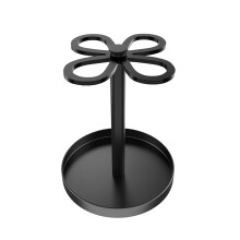 Black Metal Toothbrush Holder with 4 Slots, Family Bathroom Organizer Stand, NonSlip Countertop Space Saver