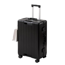 26 Inch Black Hardside Luggage Aluminum Frame Suitcase Zipperless Design with 360 Silent Wheels