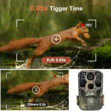 (A, with 64GB SD Card) Trail Camera WiFi 4K 48MP Infrared Night Vision 0.05s Motion Activated Trigger Wildlife Photo Traps IP67 Waterproof Wild Camera