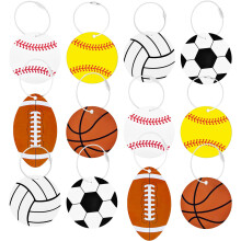 Sports Luggage Tags Set of 12, PVC Durable Travel Bag Tags with Metal Ring for Team Sports