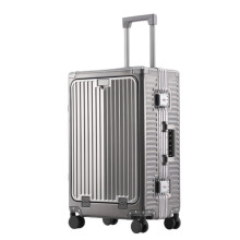 24 Inch Aluminum CarryOn Luggage with TSA Secure Lock, 360 Spinner Wheels, Lightweight Hard Shell Suitcase