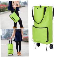 Foldable Shopping Cart with Wheels, Reusable Grocery Trolley Bag, Durable Oxford Cloth, Large Capacity