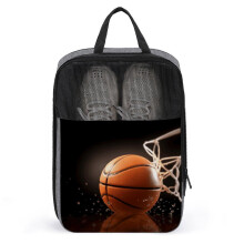 Basketball Print Travel Shoe Bag with Breathable Mesh and DirtResistant Washable Fabric for Men and Women
