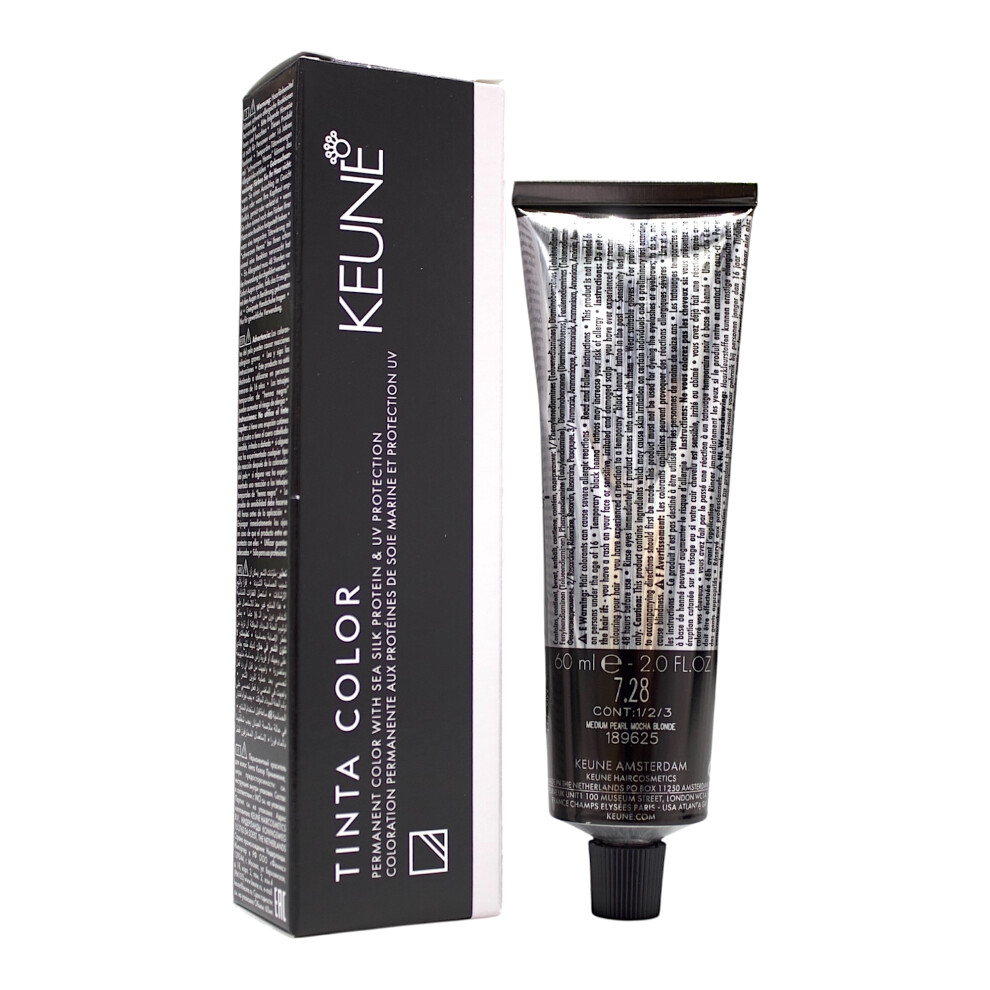 Keune White,Brown Tinta Color 7.28 Permanent Color Medium Pearl Mocha Blonde 2 Oz