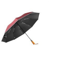 Inverted Umbrella Auto Open Close Windproof Folding Travel Umbrella with Reflective Stripe Red