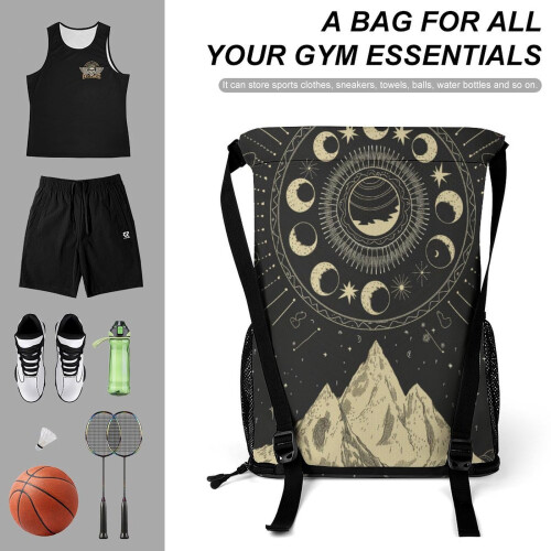 Drawstring Backpack with Quick Access Pockets, Lightweight Durable Gym Bag for Men and Women 2