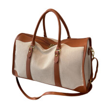 Gym Duffle Bag for Men, Large Canvas Water Resistant Travel Duffel with MultiCompartment Storage, Brown