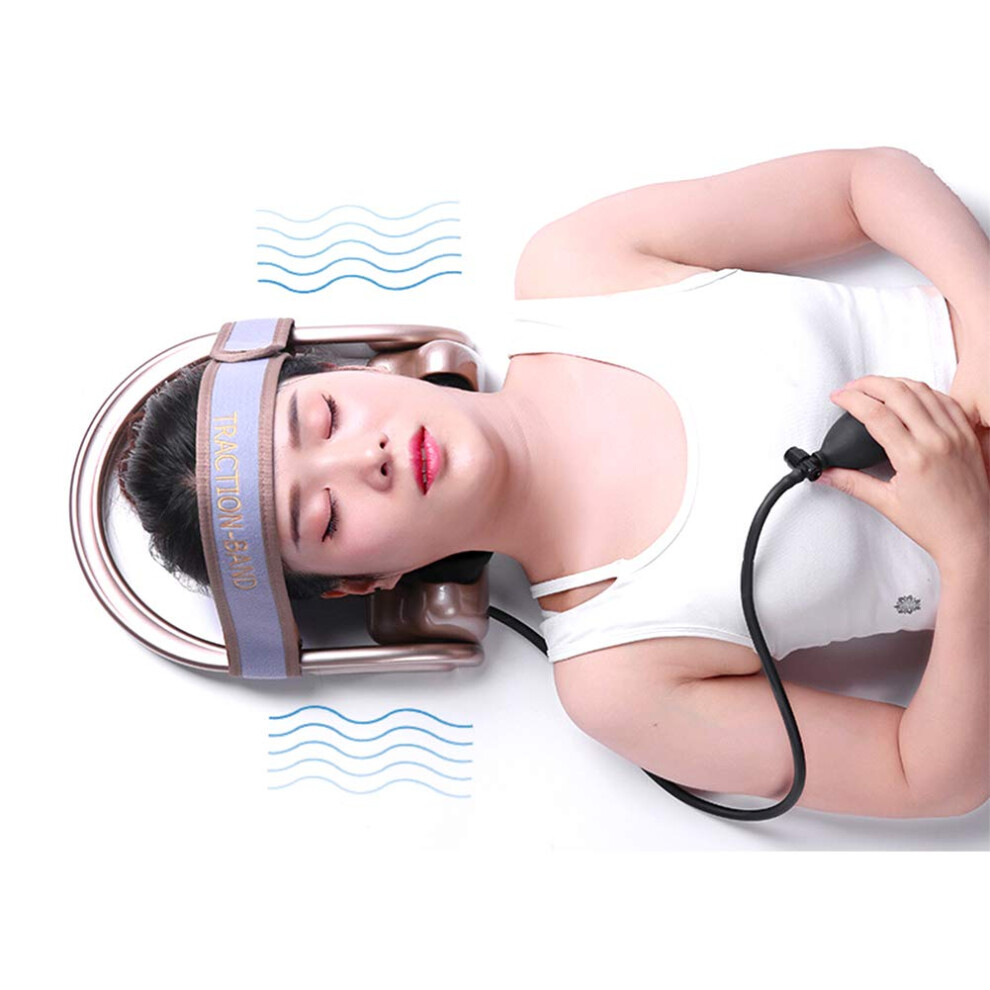 Cervical Neck Traction Device, Chronic Neck Pain Relief Muscle Relax Pillow with Band Neck Curve Correct Home Neck Stretcher