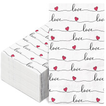100 Pack Valentine Paper Napkins Pink Heart Design Three‑Ply Absorbent Romantic Table Décor for Wedding Bridal Shower