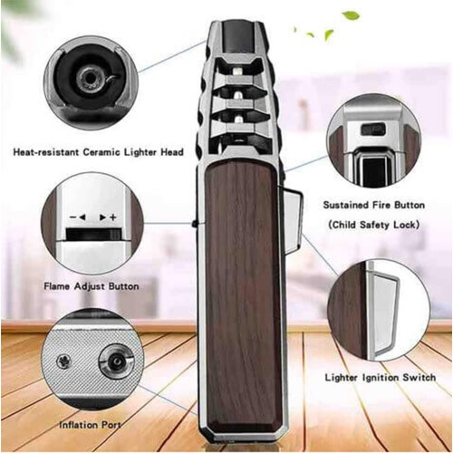 2 Pack Windproof Adjustable Butane Torch Lighter, Refillable Jet Flame for Cigar Grill BBQ Kitchen 2