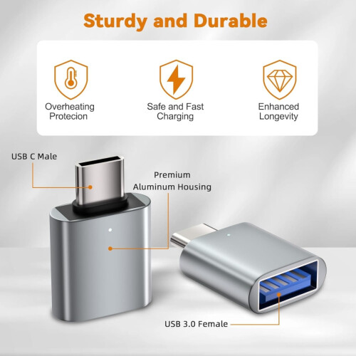4er-Pack USB auf Typ-C 3.2 Adapter Set: 2 USB auf Typ-C & 2 Typ-C auf USB Adapter 2