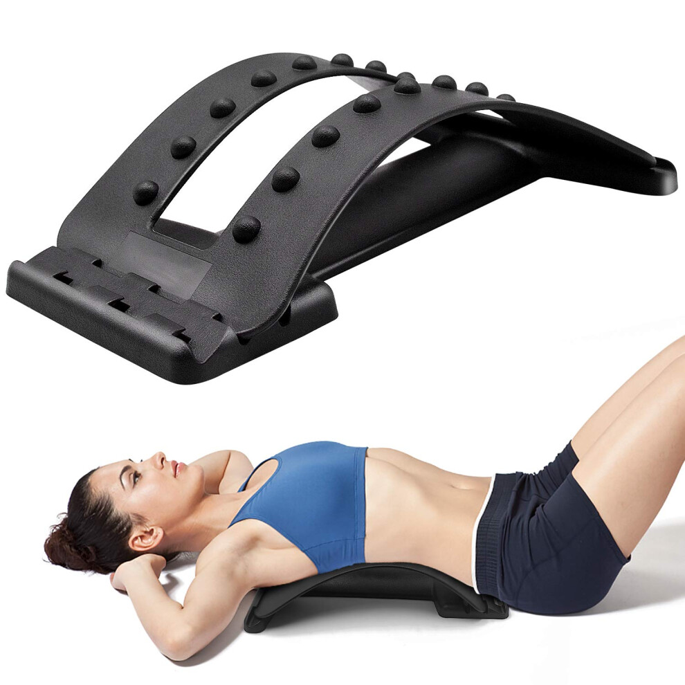 Adjustable Back Stretcher with Magnetic Acupressure Points, Lumbar Support for Pain Relief and Posture Correction