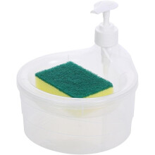 Dish Soap Dispenser with Sponge Holder, 2 in 1 Kitchen Sink Soap Dispenser, Clear 1000ml Large Capacity Design