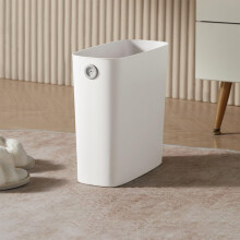 Small Trash Can White Plastic Wastebasket for Bathroom Bedroom Office Kitchen Compact SpaceSaving Design