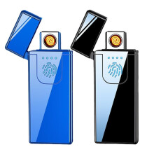 Electric Lighter Set 2pcs USB Rechargeable Windproof Plasma Touch Sensor Ignition with LED Battery Indicator for Men Gifts