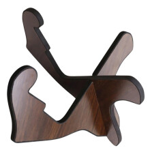 Wooden Guitar Stand for Acoustic and Electric Guitars, Walnut Finish Floor Stand for Ukulele and Violin