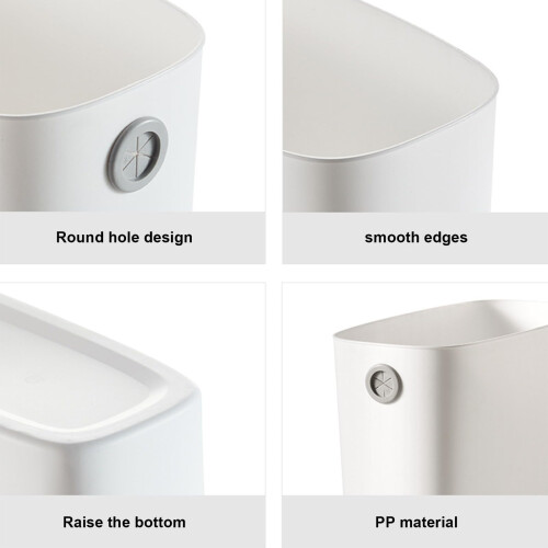 Small Trash Can White Plastic Wastebasket for Bathroom Bedroom Office Kitchen Compact SpaceSaving Design 2