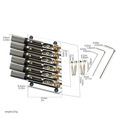 6 String Headless Guitar Bridge and Saddle Kit with Stable Tuning System and Precision Intonation Adjustment 1