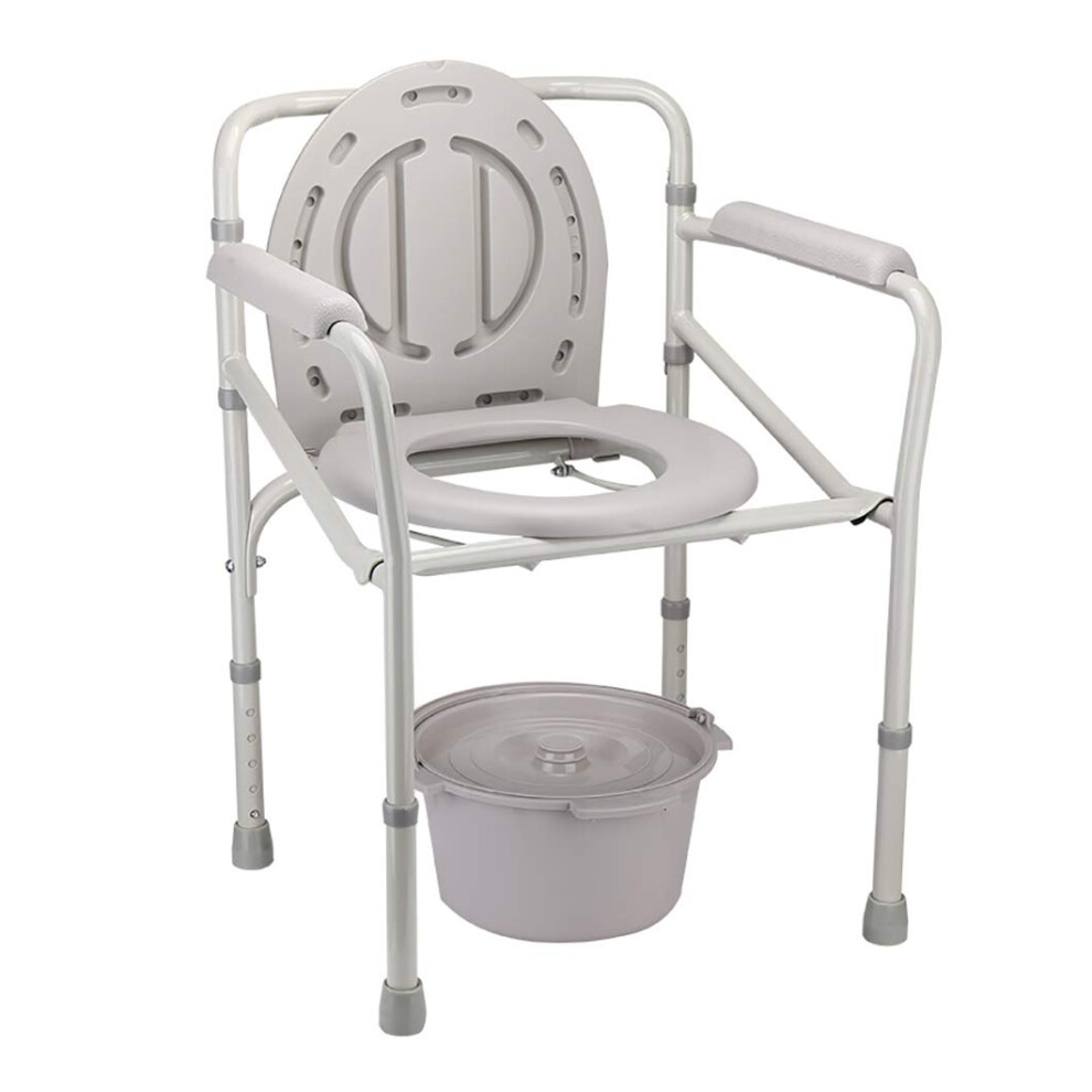 Heavy Duty Bedside Commode Chair for Elderly, Height Adjustable Toilet Chair with Easy Clean Bucket