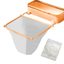 Sink Strainer Rack with Suction Cup Filter Bags, Foldable Kitchen Food Waste Collector (Yellow, 50 pcs)