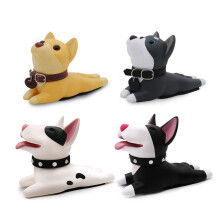 Cute Dog Door Stopper Wedge, Flexible Resin and Rubber Door Stop for All Floor Types, Black White A