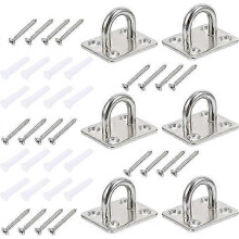 6pcs Wall Mount Hook Anchor Stainless Steel Staple Ring Hook Square Anchor Staple Anchor Pad Eye Hook Marine Hardware Staple Silver