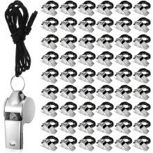 50 silbatos, silbato de acero inoxidable con cordón, silbato para entrenadores deportivos, silbato para adultos, silbato metálico fuert