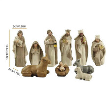 10pcs Birth Of Jesus Ornaments Nativity Figures Set Resin Statue Nativity Figure Set Christ Navidad Tabletop Christmas Decor