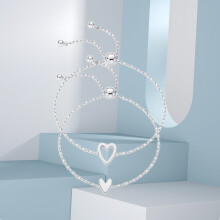 Women's Love Charm Bracelet Set - 14K Gold Plated, Adjustable, Matching Heart Charms for a Special Gift