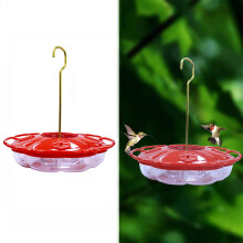 Red Outdoor Hummingbird Feeder 16oz Easy to Clean with Hanging Hook and 4 Feeding Ports