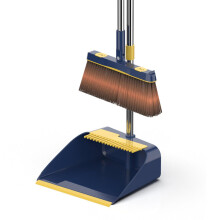 Broom and Dustpan Set with 180 Rotating Long Handle and Built‑in Hair Comb for Home Cleaning