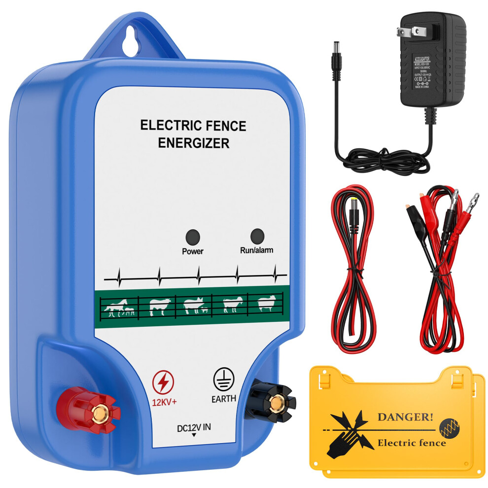 Electric Fence Charger 12Kv 3J Dual Power Energizer For Livestock Containment, Reliable Farm Use Yearround 9092120361056