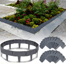 Plastic Garden Edging Border 25ft Gray Imitation Stone Finish Flexible Landscape Edging for Flower Beds