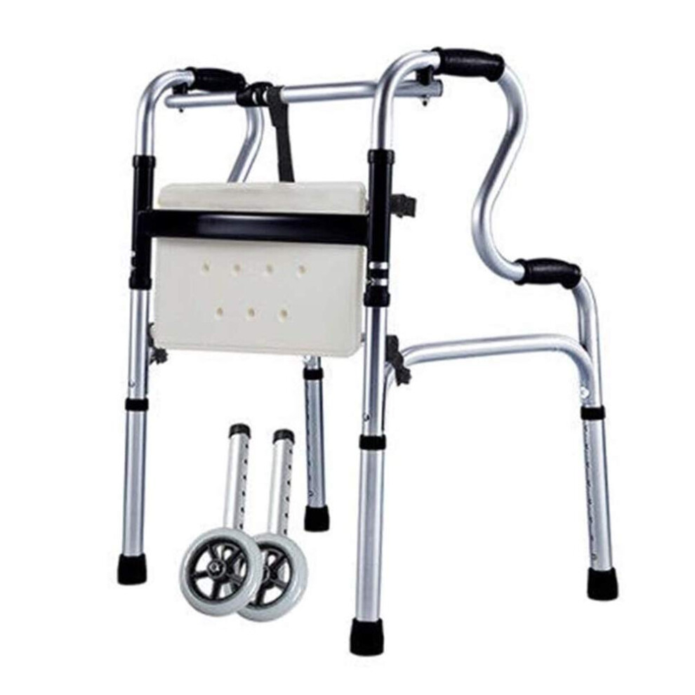 Upright Walker for Seniors, Lightweight Aluminum Folding Rollator Walker with Seat and Adjustable Height