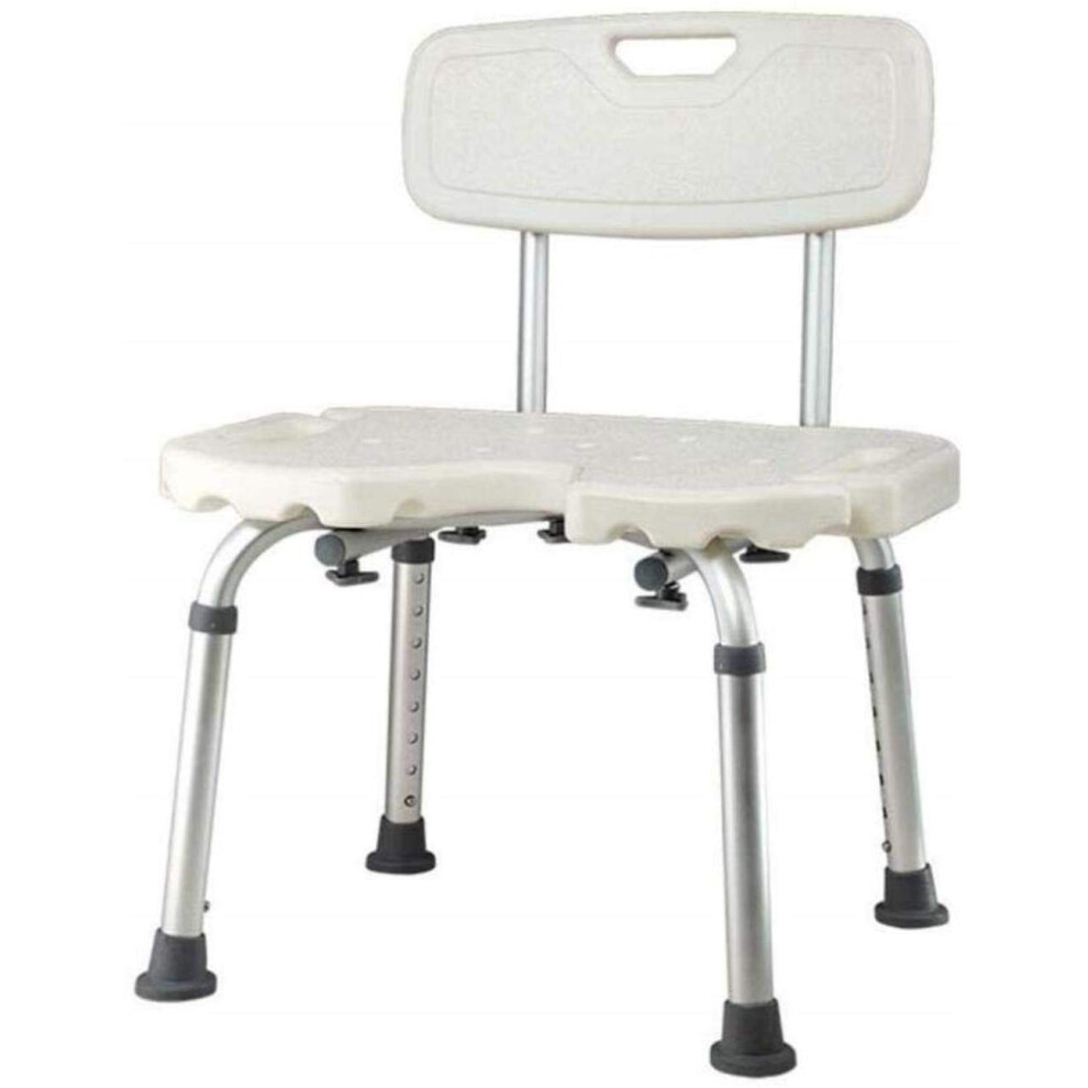 Adjustable Shower Chair for Elderly with Backrest and NonSlip Seat, Lightweight Aluminum Bath Stool