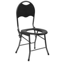 Portable Camping Toilet Chair, Folding Commode Chair for Adults with Backrest, Lightweight Carbon Steel