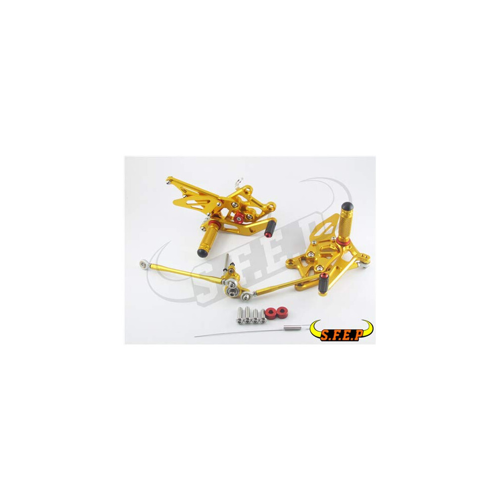 Cnc Adjustable Rearsets Aluminum Foot Pegs Kit With Durable Anodized Finish For Honda Cbr600rr 20072008 Gold 9771547735519
