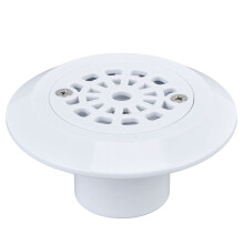 White Round Pool Drain with Anti Blocking Grille and Removable Filter, Plastic Floor Drain 4.01x2.13 Inch for Spa and Pool