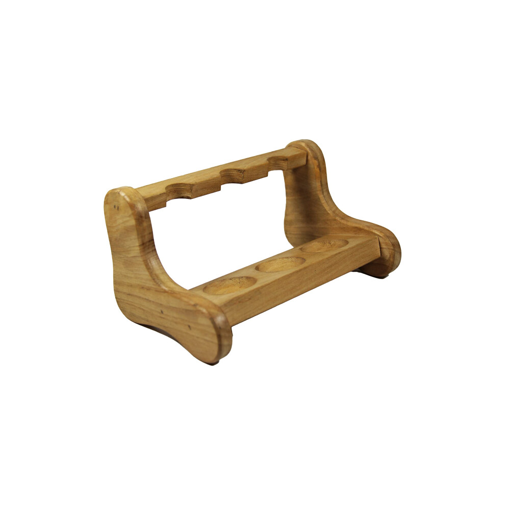 Handmade Wooden Pipe Stand for 3 Pipes, Solid Wood Tobacco Pipe Holder with Natural Polished Finish