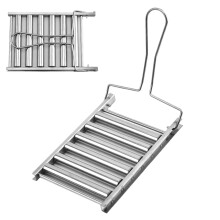 Foldable Stainless Steel Hot Dog Roller Rack for Camping BBQ Grill, Compact Durable Sausage Rack