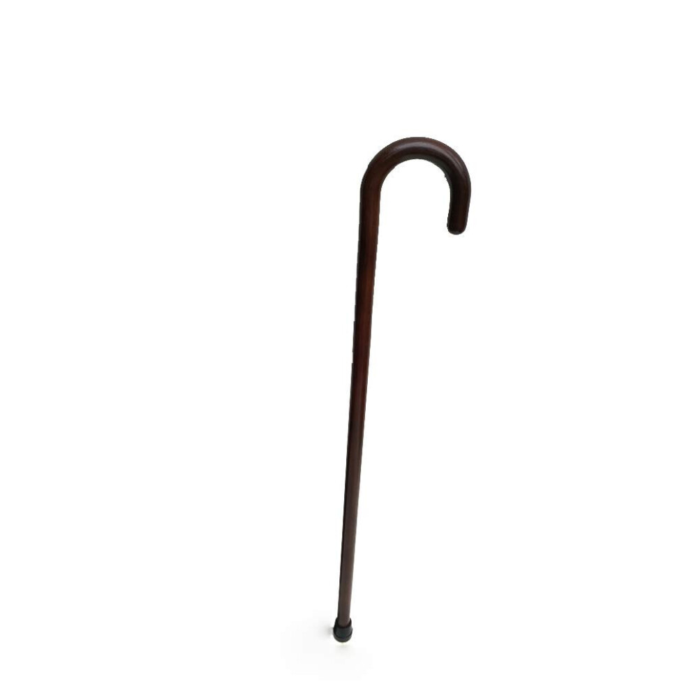 Brown Wooden Walking Stick For Elderly 92Cm Solid Wood Cane With Ergonomic Handle And Nonslip Base