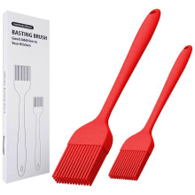 Heat Resistant Silicone Basting Brush Set of 2 Long Handle Pastry Brushes for Grilling Baking BBQ Cooking Red 8 and 10 Inch
